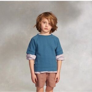 The Sunday Collective Kids Size 8-9 Ribbed Reglan Short Sleeve T-Shirt Midnight